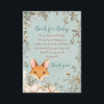 Cartão De Informações Vintage Fox Florals Book For Chá de fraldas<br><div class="desc">Um encanto do estilo Vintage para sua solicitação do Livro para o Bebê, com esta raposa fofa fofa saindo atrás de uma folha e borda floral em tons de verde e cremes. Você pode personalizar o texto facilmente para seus próprios detalhes. Você também pode alterar as fontes e as cores...</div>