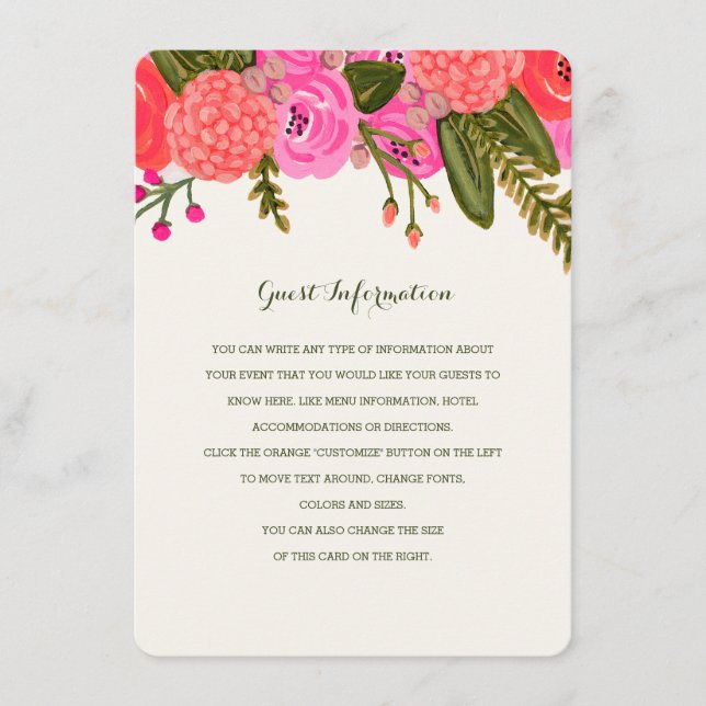 Cartão De Informações Vintage Garden Wedding Insert (Frente)