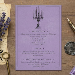 Cartão De Informações Vintage Gothic Black Toile Purple Wedding