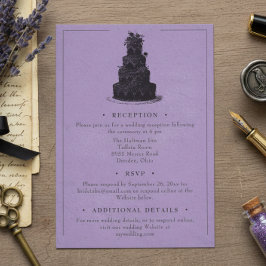 Cartão De Informações Vintage Gothic Black Toile Purple Wedding