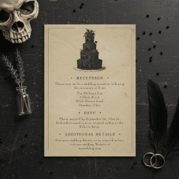 Cartão De Informações Vintage Gothic Black Toile Tan Wedding
