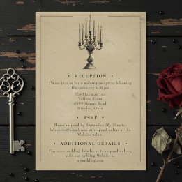 Cartão De Informações Vintage Gothic Black Toile Tan Wedding