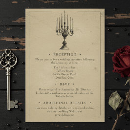 Cartão De Informações Vintage Gothic Black Toile Tan Wedding