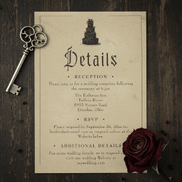 Cartão De Informações Vintage Gothic Black Toile Tan Wedding
