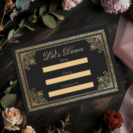 Cartão De Informações Vintage Gothic Dourado Pedido de Música Casada Vit