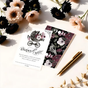 Cartão De Informações Vintage Gothic Floral Baby Stroller Fralda Raffle