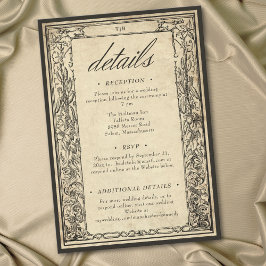 Cartão De Informações Vintage Gothic Medieval Border Parchment Wedding