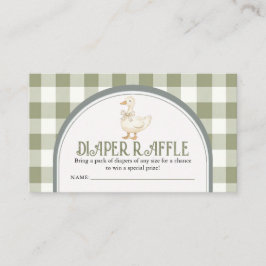 Cartão De Informações Vintage Green Goose Chá de fraldas Fralda Raffle E