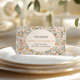 Cartão De Informações Vintage Groovy Boho Floral Bridal Shower Registry