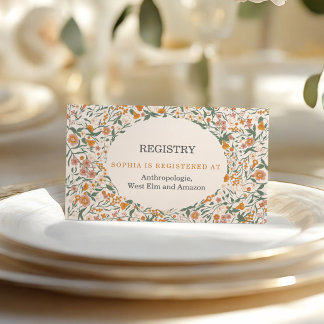 Cartão De Informações Vintage Groovy Boho Floral Bridal Shower Registry