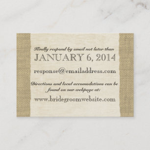 Cartão De Informações Vintage Lace and Burlap Look Insert Card