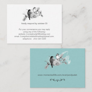 Cartão De Informações Vintage Love Birds Rustic Woodpeckers RSVP