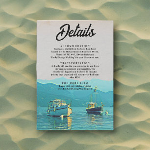 Cartão De Informações Vintage marinho mar destino casamento