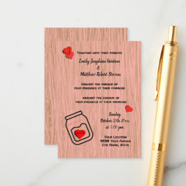 Cartão De Informações Vintage mason jar wood grain theme wedding 