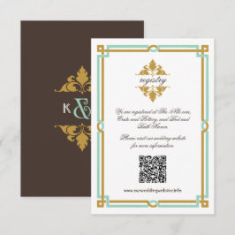 Cartão De Informações Vintage Modern Art Deco Mint & Dourado Wedding