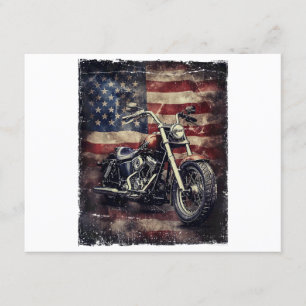 Cartão De Informações Vintage Motorcycle USA Flag Retro Biker American