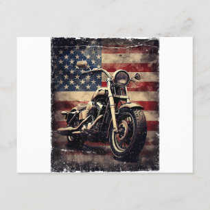 Cartão De Informações Vintage Motorcycle USA Flag Retro Biker American