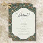Cartão De Informações Vintage Nature William Morris Elegant Wedding<br><div class="desc">Seu dia de casamento merece um convite tão único e eterno quanto sua história de amor. Nosso design de cartas de detalhes de casamento inspirado por William Morris captura a essência da beleza da natureza com padrões intrincados em chaleiras ricas, rustos quentes, cremes suaves e browns de terra. O texto...</div>