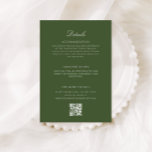 Cartão De Informações Vintage Palm Tree Wedding Details QR Code<br><div class="desc">Apresentando nossa elegante carta de detalhes de casamento verde-escuro com um código QR, projetado para evocar a elegância eterno de um paraíso tropical com charme de vintage. A escolha de cor e fonte não só melhora a estética geral, como também garante que os detalhes de seu casamento sejam apresentados de...</div>