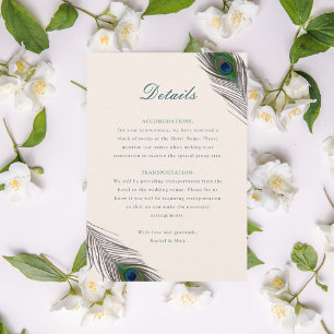 Cartão De Informações Vintage Peacock Wedding Insert