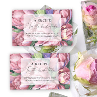 Cartão De Informações Vintage peonies - Receita para a noiva ser