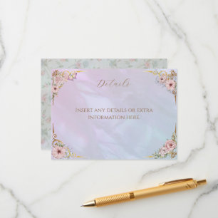 Cartão De Informações Vintage Periwinkle Peony Bridal Shower Tea Party