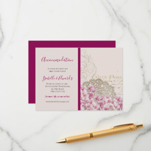 Cartão De Informações Vintage Pink Blossoms Paris Em Springtime Burgundy