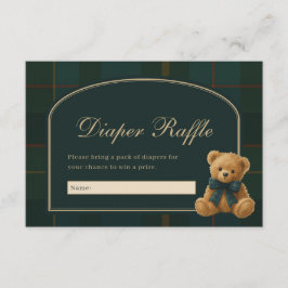 Cartão De Informações Vintage Polo Plaid Teddy Bear Diaper Raffle