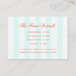 Cartão De Informações Vintage Preppy Stripes Teal Orange Weding