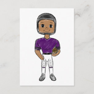 Cartão De Informações vintage retro jogador de futebol preto roxo simple