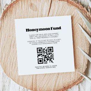 Cartão De Informações Vintage retro script Honeymoon fund QR cod