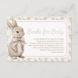 Cartão De Informações Vintage Rose Bunny Rabit Books for Baby Girl
