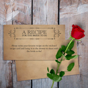 Cartão De Informações Vintage Rustic Antiga Receita de Pergaminho para a