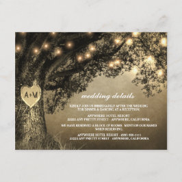 Cartão De Informações Vintage Rustic Carved Oak Tree Weding