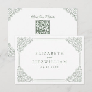 Cartão De Informações Vintage Sage Frame Elegant WedDetails Enclos