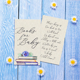 Cartão De Informações Vintage Script Floral Watercolor Books para Bebê