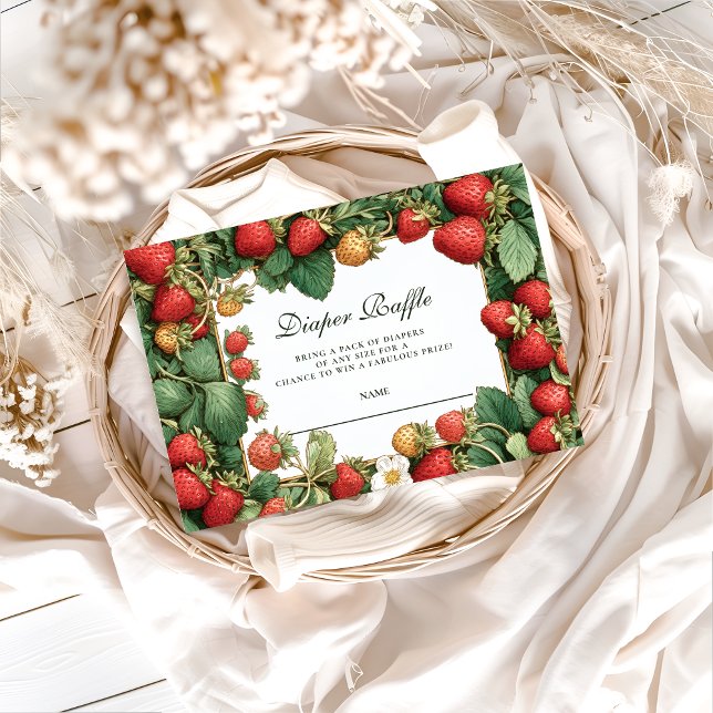 Cartão De Informações Vintage Strawberry Cottag Diapper Raffle Enclosure (Criador carregado)