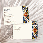Cartão De Informações Vintage Talavera Azulejo azulejos azul detalhes do<br><div class="desc">Vintage Talavera Azulejo azulejos castanhos azuis mediterrâneos cartão de cerimônia,  suite de convite para casamento</div>