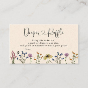 Cartão De Informações Vintage Wildflower Chá de fraldas Fralda Raffle