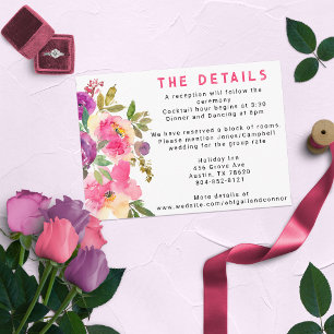 Cartão De Informações Violet Fuchsia Floral, Violeta e Divertida