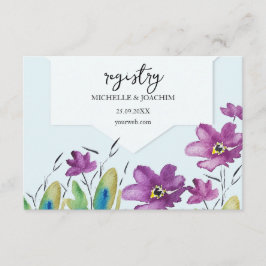 Cartão De Informações Violeta Artística Turquesa Flores Selvagens