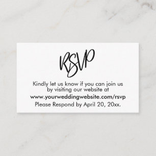 Cartão De Informações VP de Casamento de RSVP Preto e Branco