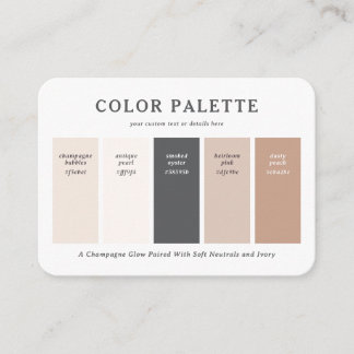 Cartão De Informações Warm Blush & Champagne Wedding Color Palette Card