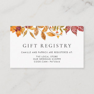 Cartão De Informações Watercolor Autumn Deixa O Registro De Casamento De