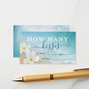 Cartão De Informações Watercolor Beach Quantos Kisses Bridal Game