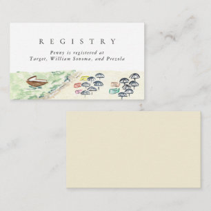 Cartão De Informações Watercolor Beach Wedding Bridal Registry