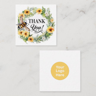 Cartão De Informações Watercolor Bee Floral Small Business Thank You 