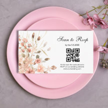 watercolor boho rosa cor-de-rosa floral rsvp qr co
