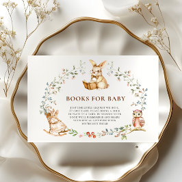 Cartão De Informações Watercolor Bunny Book Wreath Books for Baby 