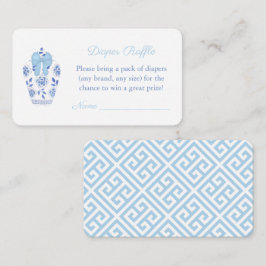 Cartão De Informações Watercolor Chinoiserie Chá de fraldas Raffle